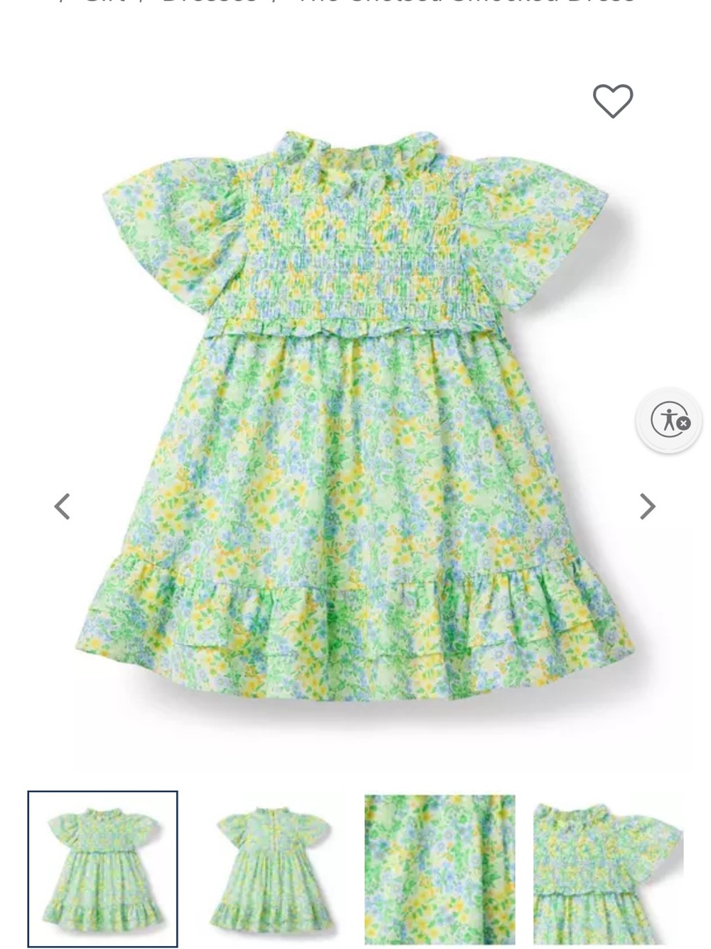 Janie and Jack Pastel Floral Smocked Dress - Green, Yellow, Blue